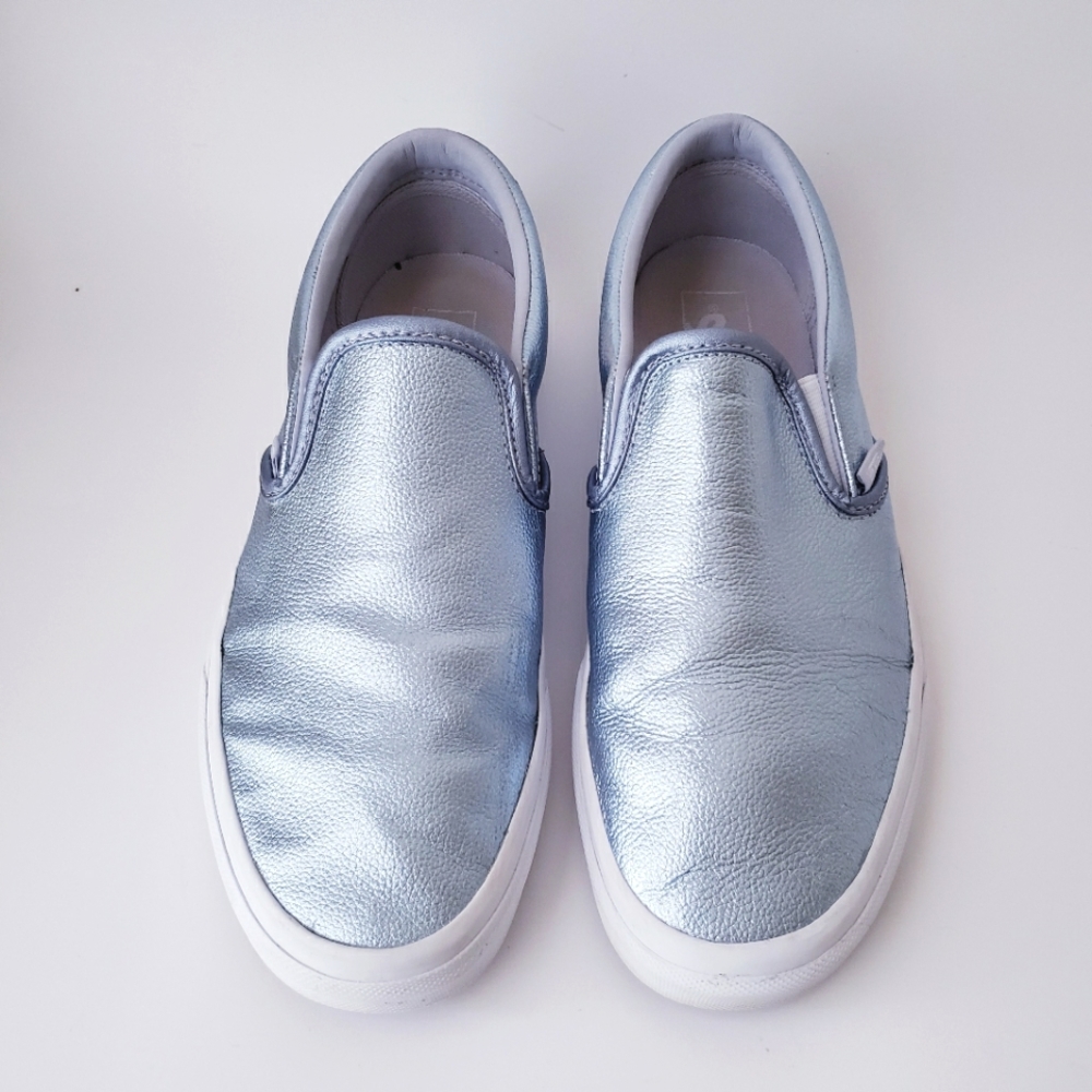 Vans Metallic Light Blue Classic Slip-on Shoes - Picture 14 of 14